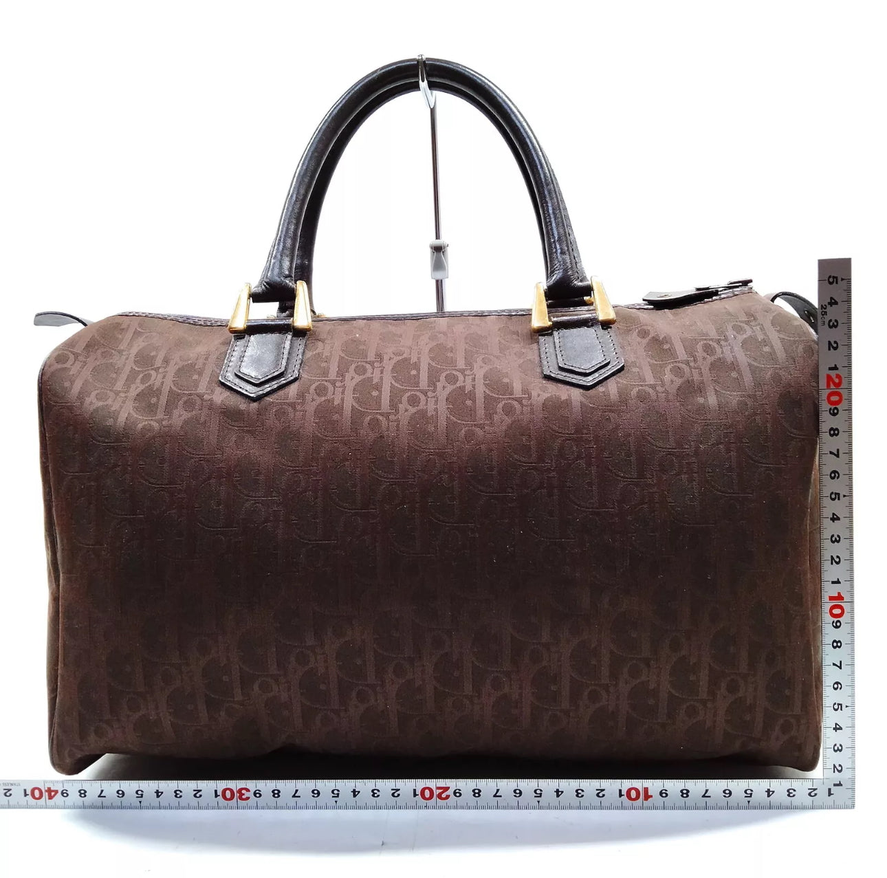 Dior Brown Brown Monogram Boston Handbag