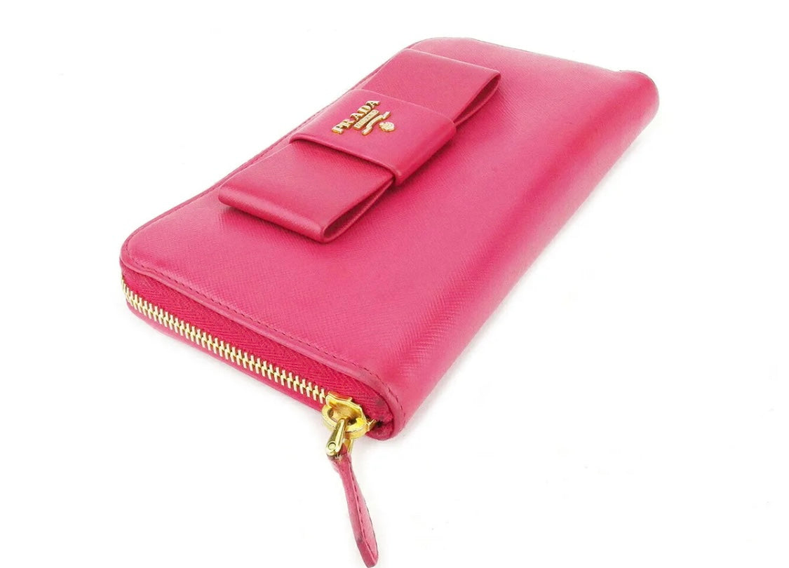 Prada Pink Limited Ribbon Zip wallet