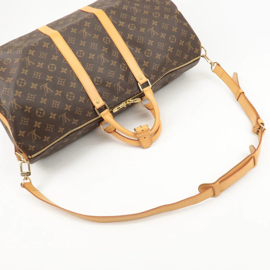 LOUIS VUITTON Keepall 55 Bandouliere Monogram Weekend Boston Travel Bag