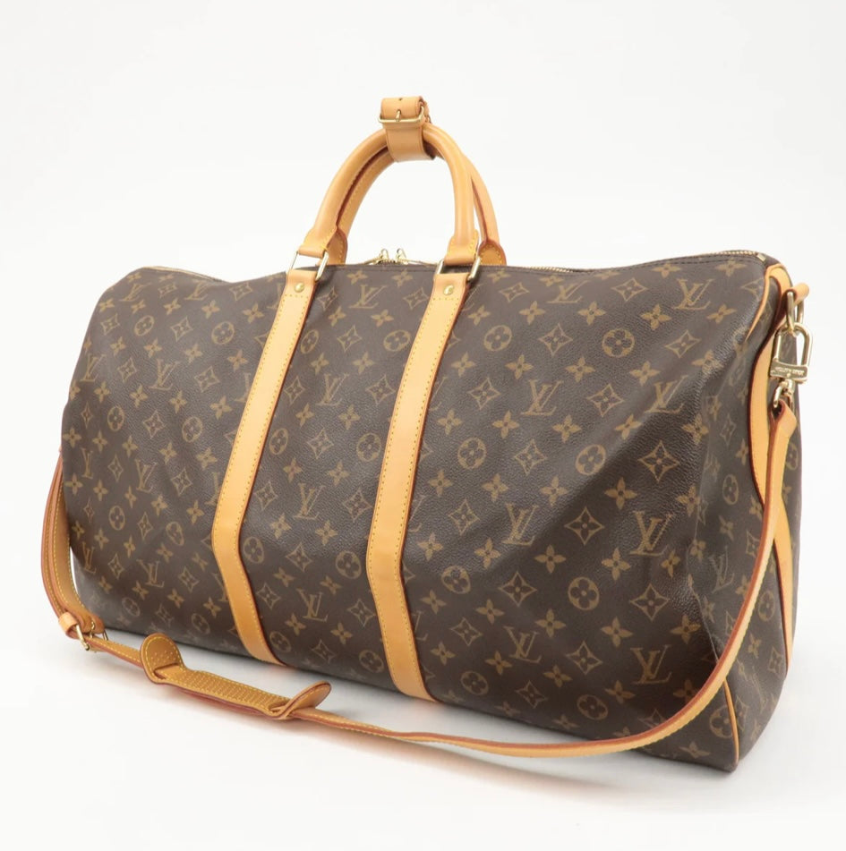 LOUIS VUITTON Keepall 55 Bandouliere Monogram Weekend Boston Travel Bag