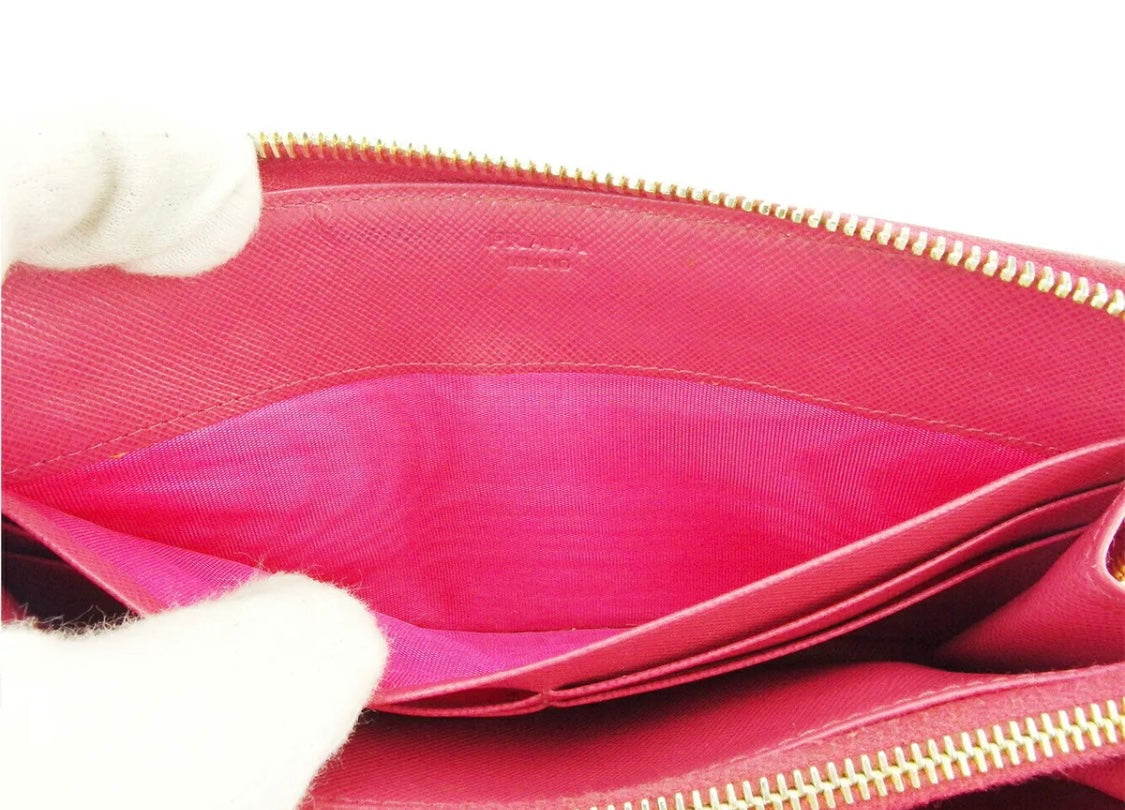 Prada Pink Limited Ribbon Zip wallet