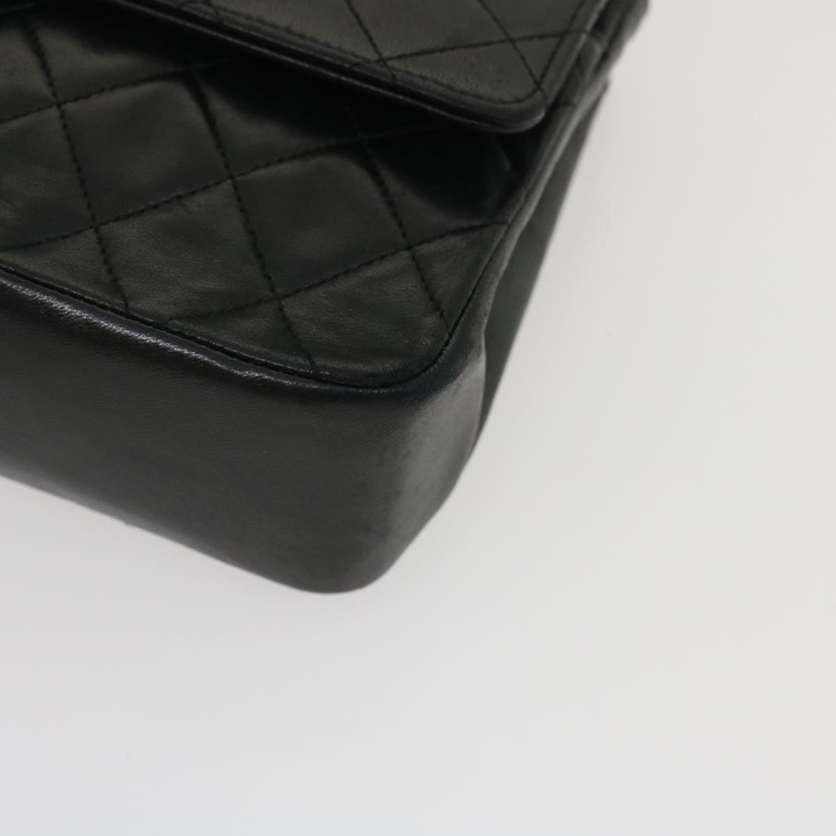 CHANEL Medium Black Quilted Double Flap 25 Lambskin Shoulderbag