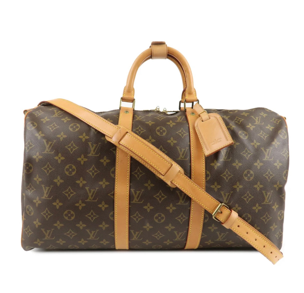 LOUIS VUITTON Keepall 50 Bandouliere Monogram Weekend Boston Travel Bag