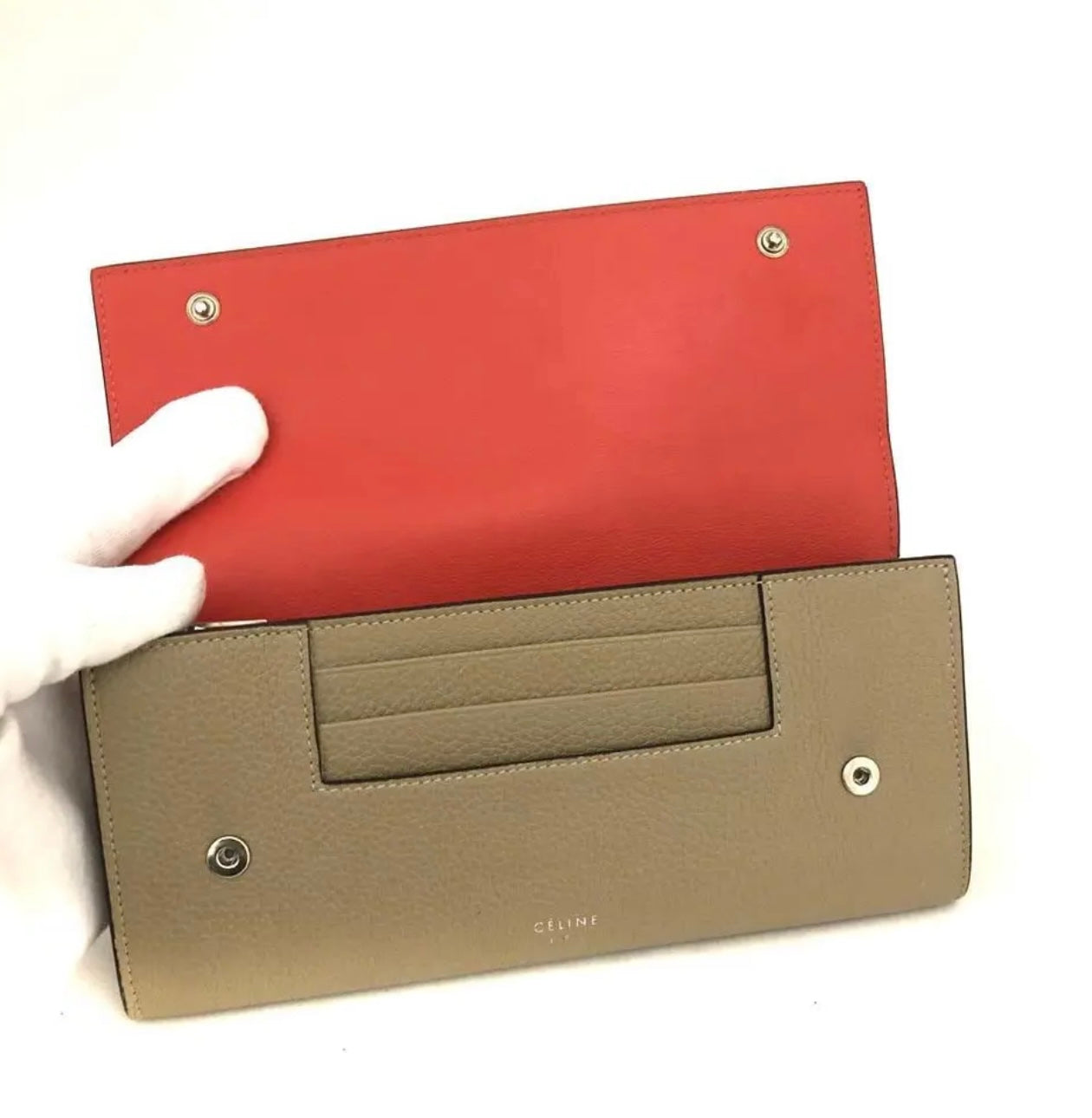 Celine, stor flap lang bifold pung