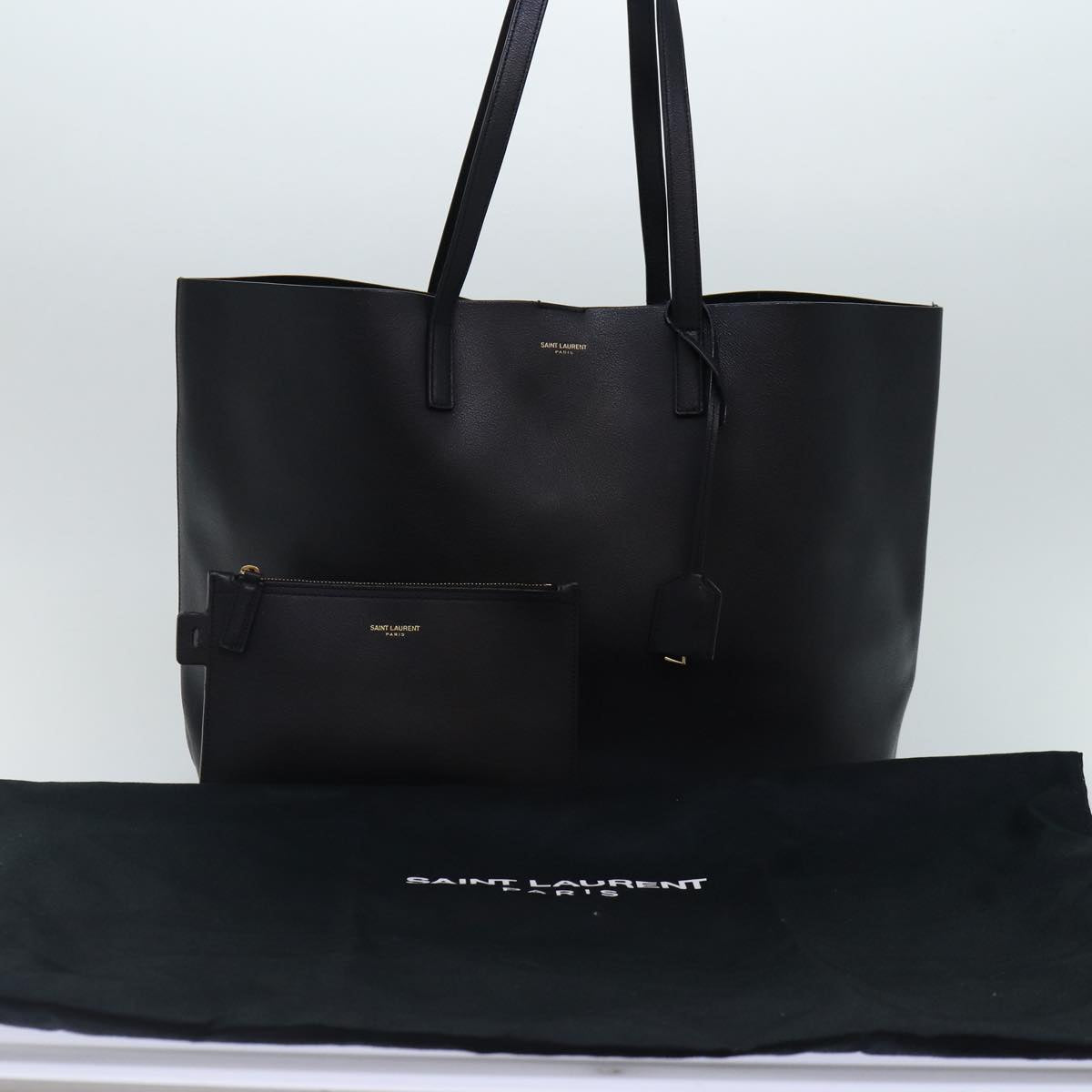 YSL E/W Black Shopping Leather Tote