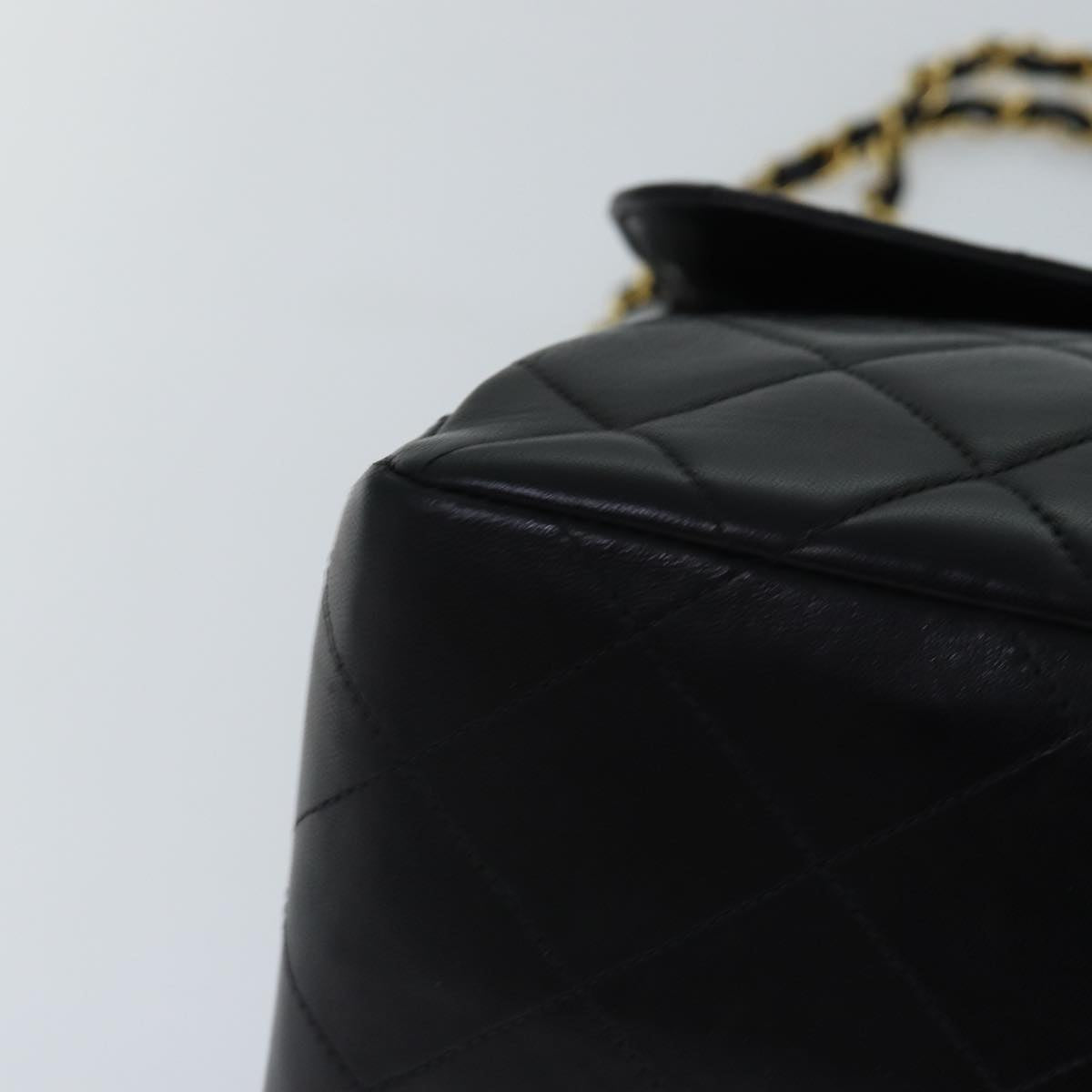 CHANEL Large Black Quilted Double Sided Flap Lambskin Shoulderbag