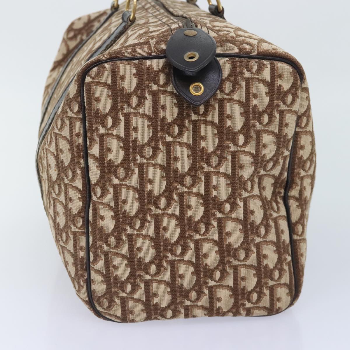 DIOR Trotter Brown Canvas Monogram Bowling Handbag