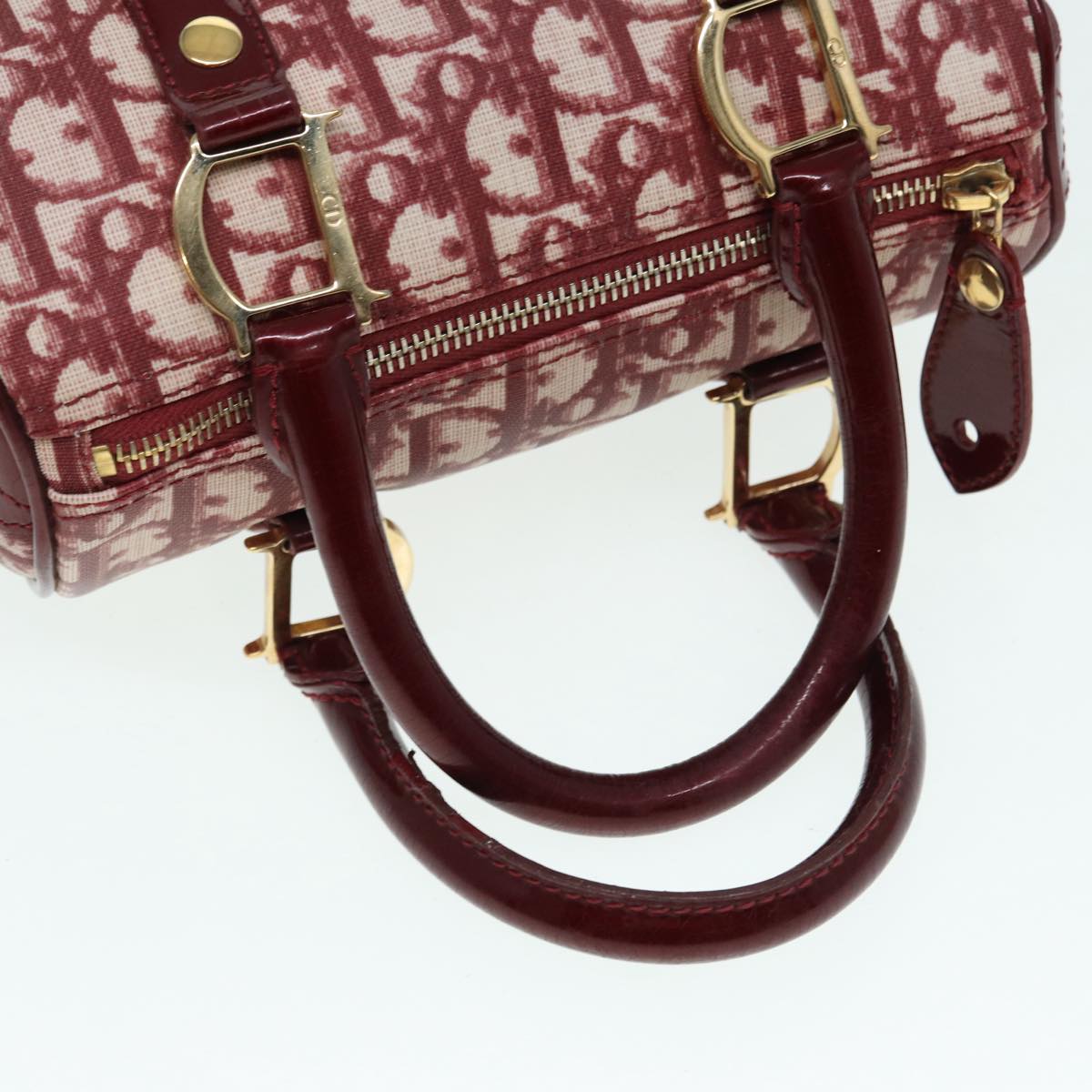 DIOR Trotter Red Canvas Monogram Bowling Handbag