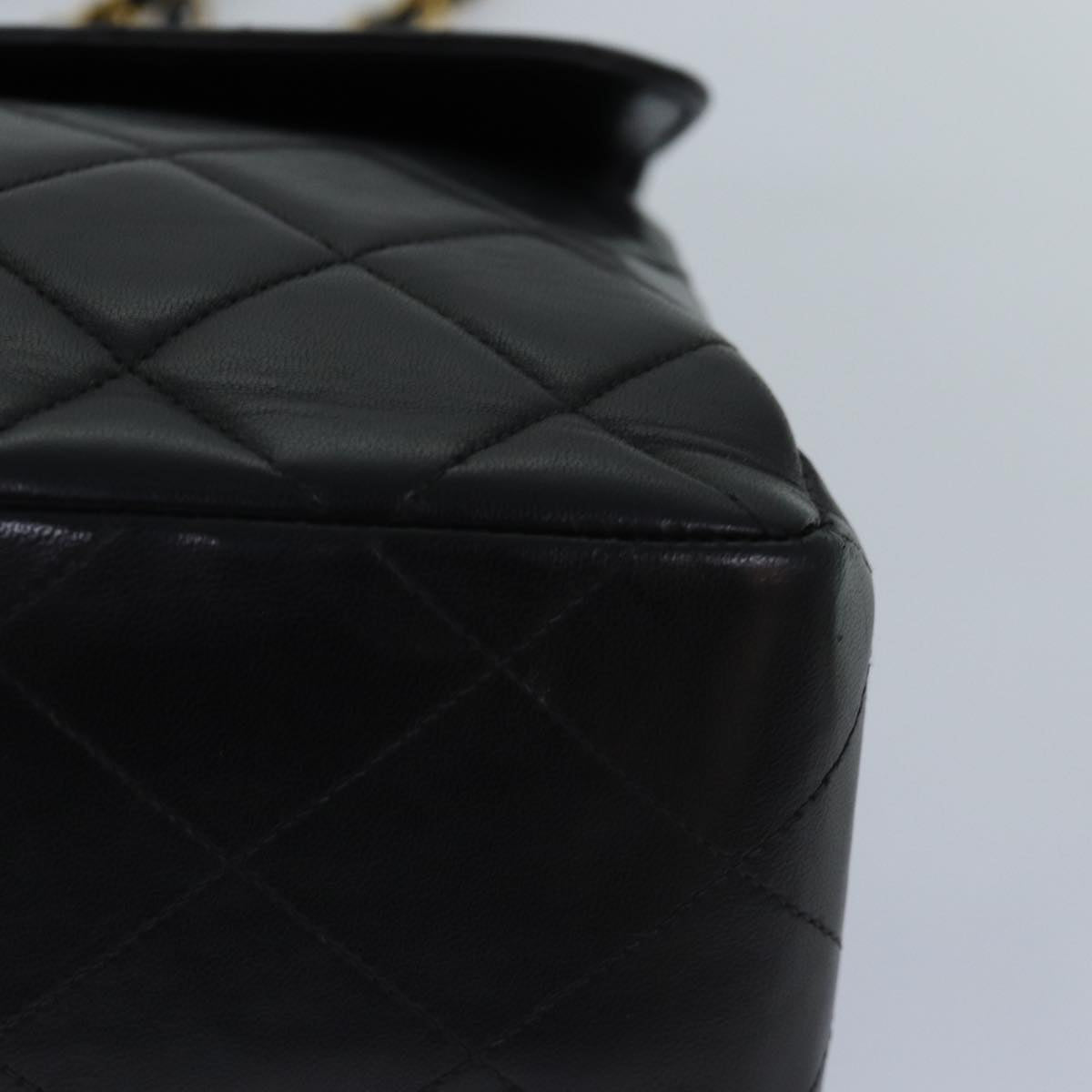 CHANEL Large Black Quilted Double Sided Flap Lambskin Shoulderbag