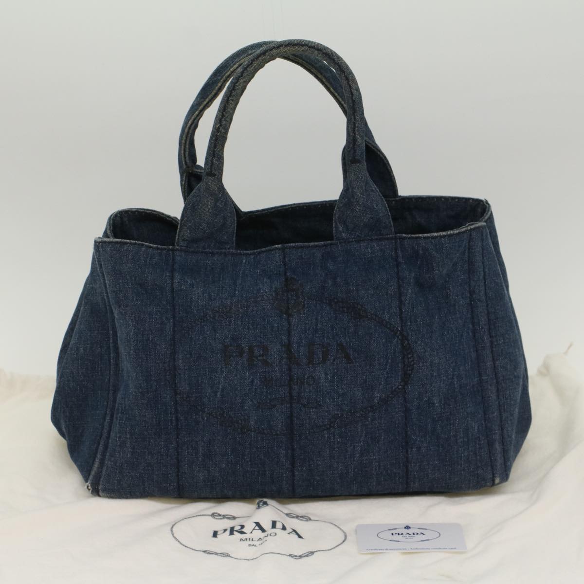 Prada Canapa Medium Denim Handbag