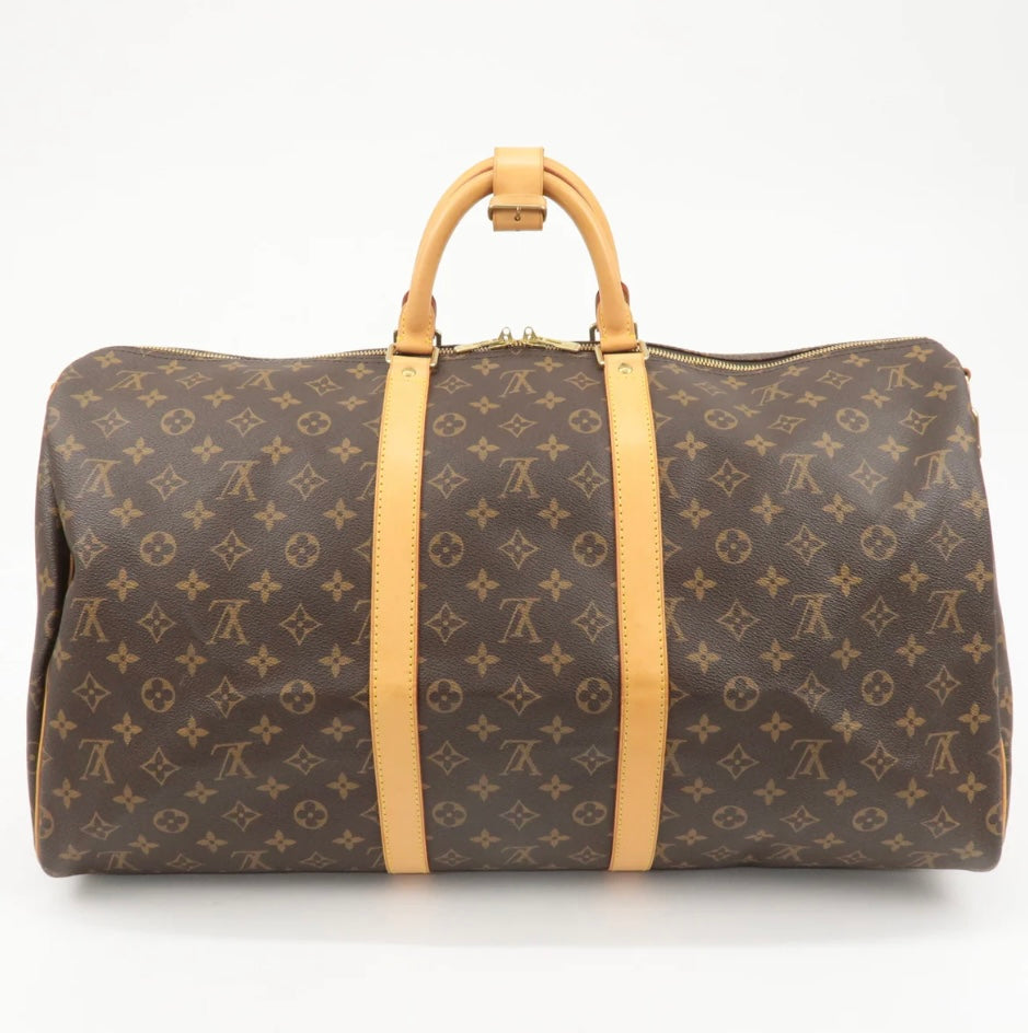 LOUIS VUITTON Keepall 55 Bandouliere Monogram Weekend Boston Travel Bag