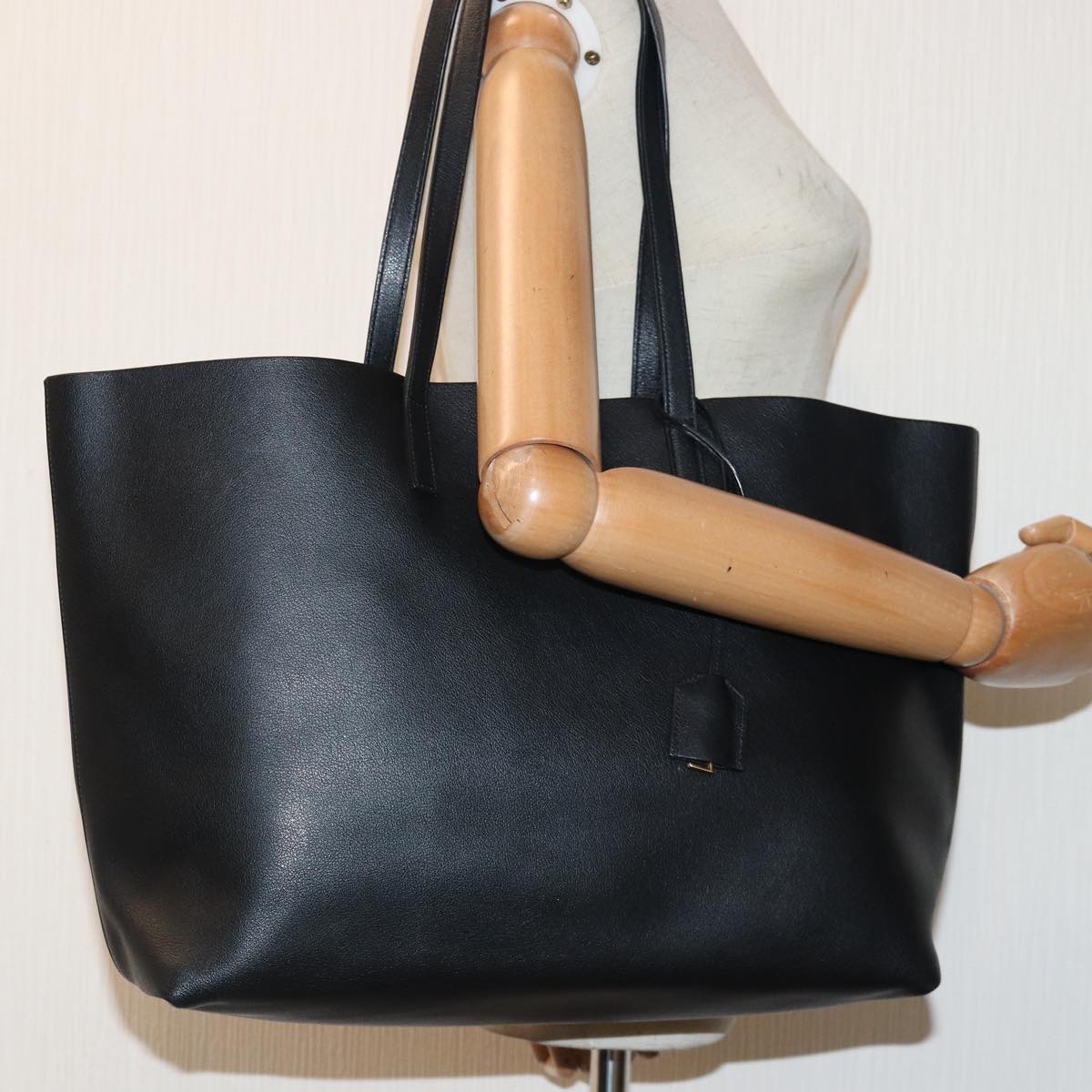 YSL E/W Black Shopping Leather Tote