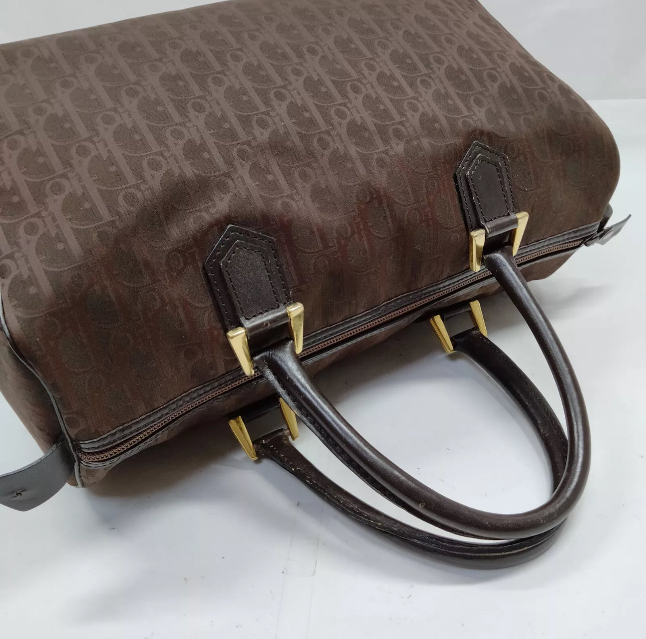 Dior Brown Brown Monogram Boston Handbag