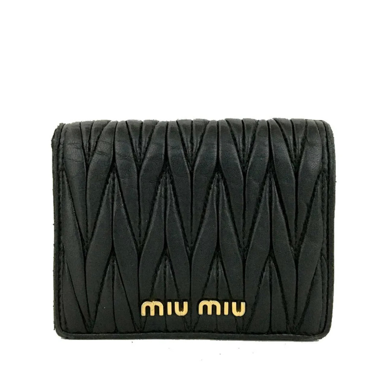 Miu Miu Logo Samla Bifold Plånbok i läder