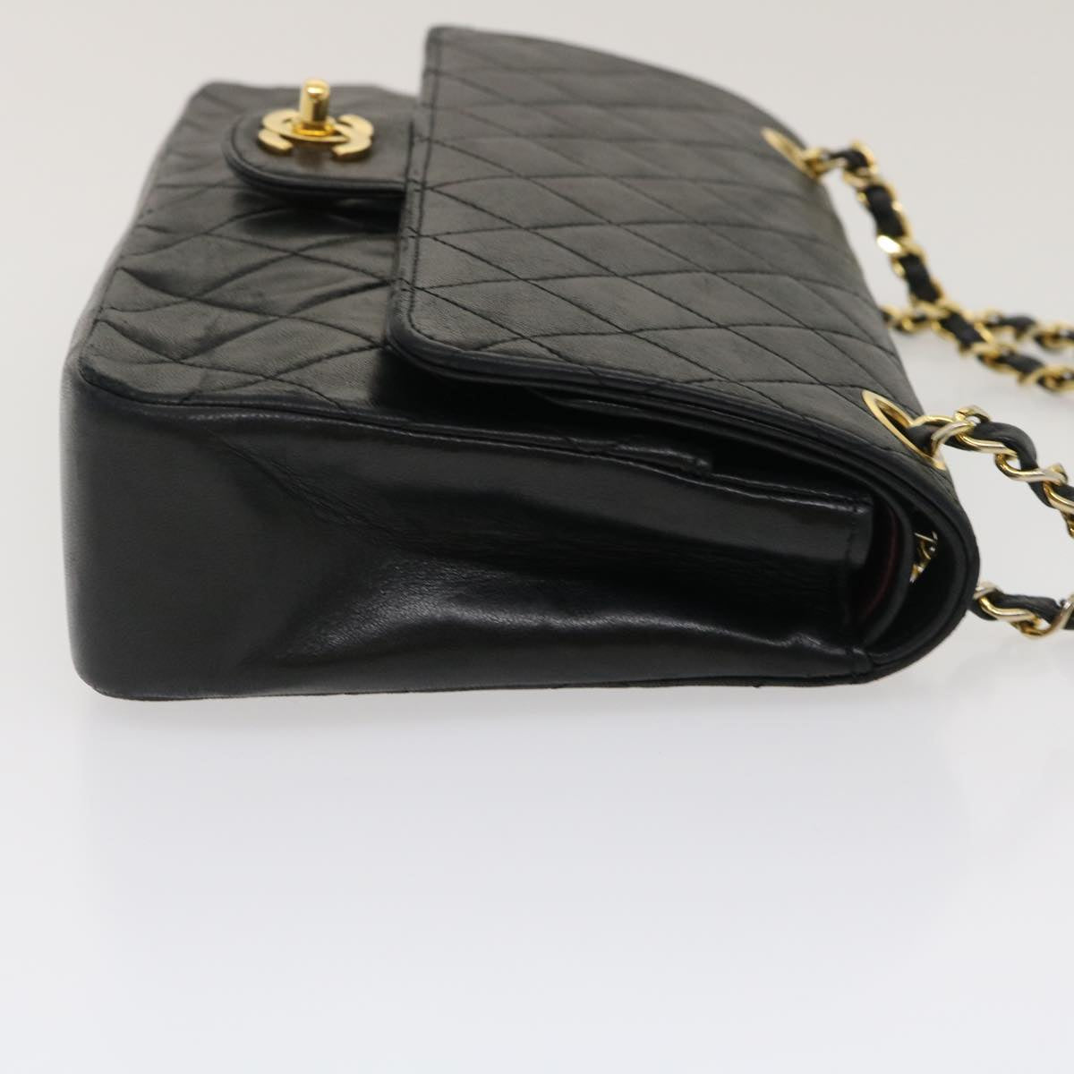 CHANEL Medium Black Quilted Double Flap 25 Lambskin Shoulderbag