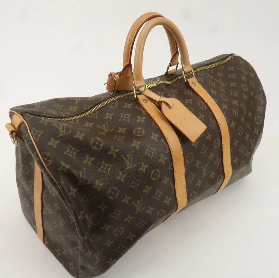 LOUIS VUITTON Keepall 55 Bandouliere Monogram Weekend Boston Travel Bag