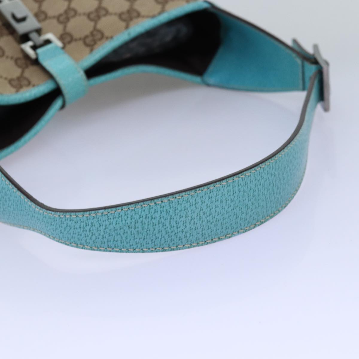 GUCCI Jackie Turquoise GG Monogram Canvas Shoulderbag