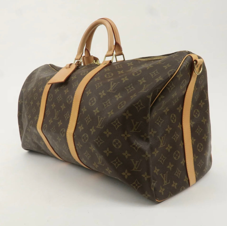 LOUIS VUITTON Keepall 55 Bandouliere Monogram Weekend Boston Travel Bag