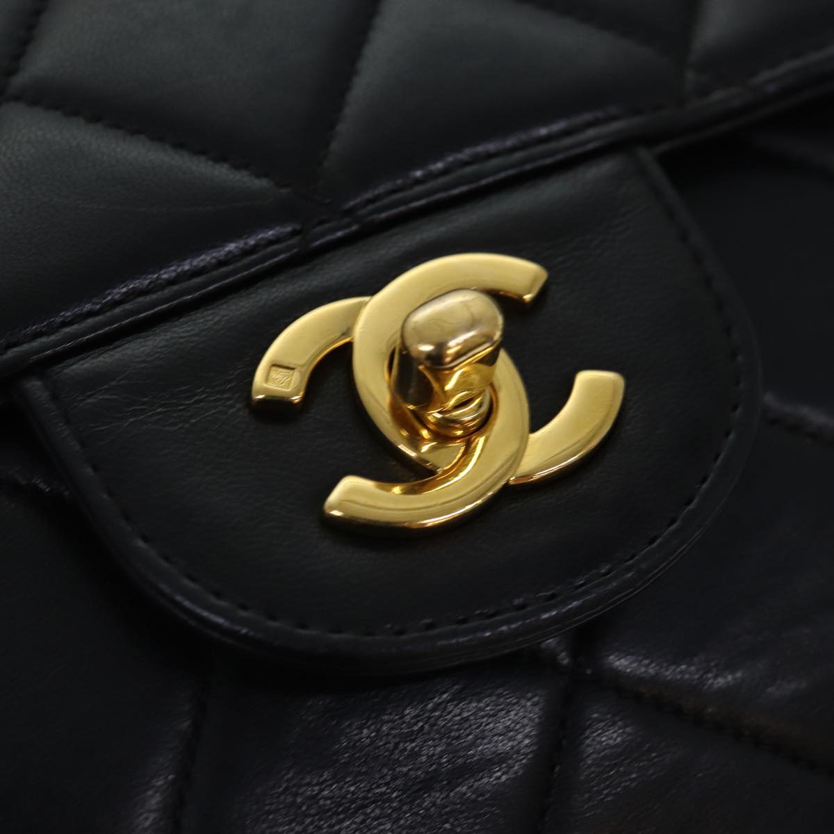 CHANEL Large Black Quilted Double Sided Flap Lambskin Shoulderbag