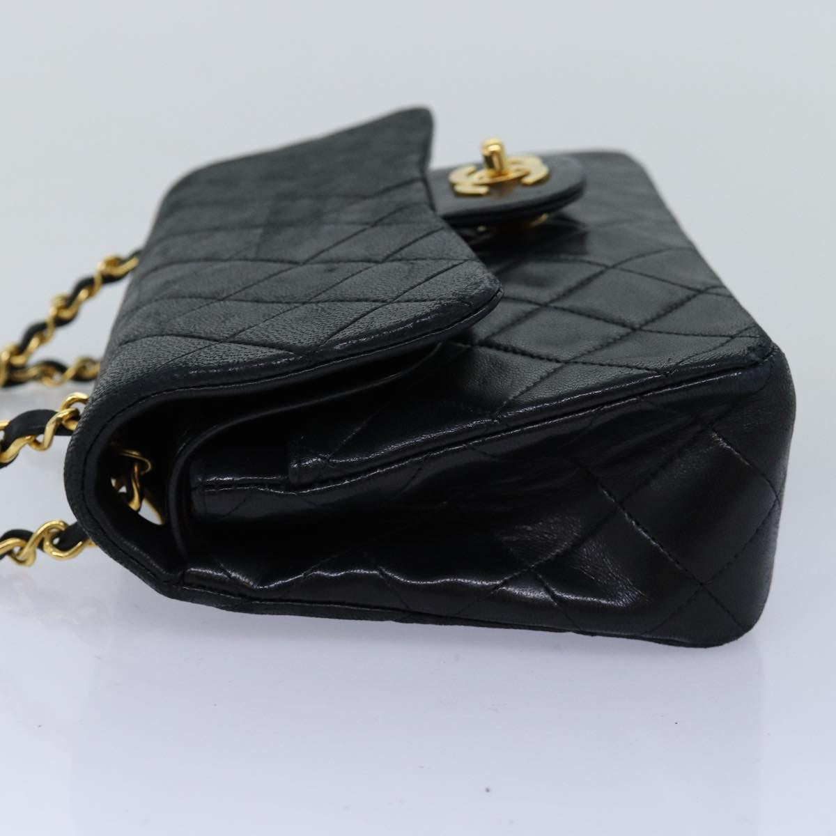 CHANEL Small Black Quilted Double Flap 23 Lambskin Shoulderbag