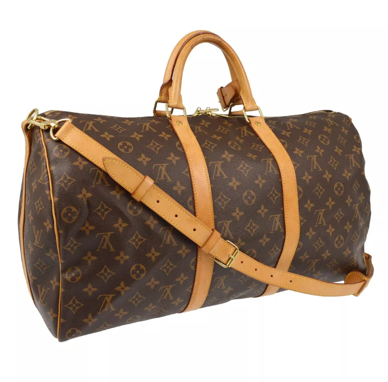 LOUIS VUITTON Keepall 50 Bandouliere Monogram Weekend Boston Travel Bag