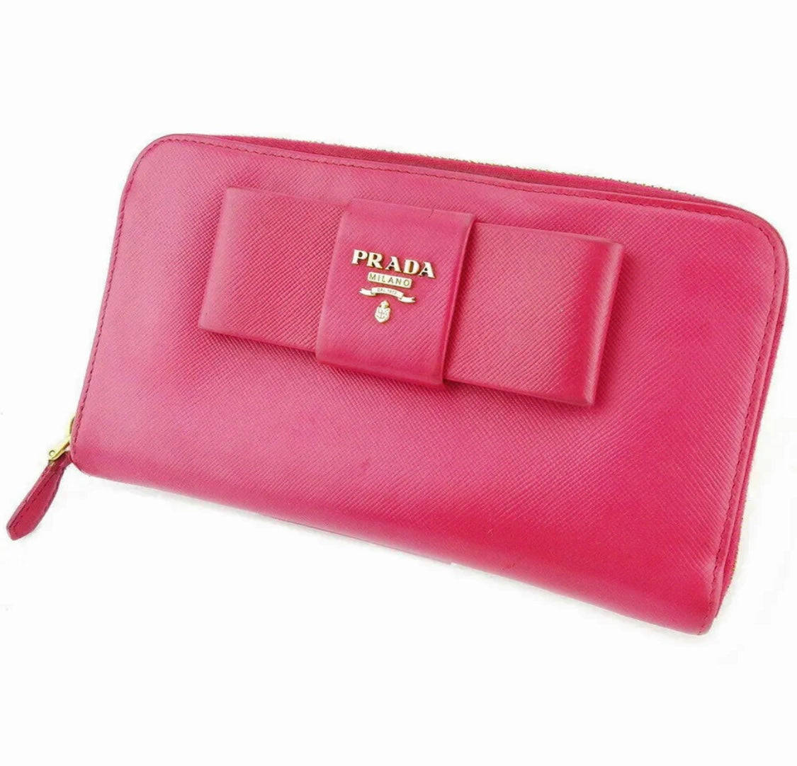 Prada Pink Limited Ribbon Zip wallet