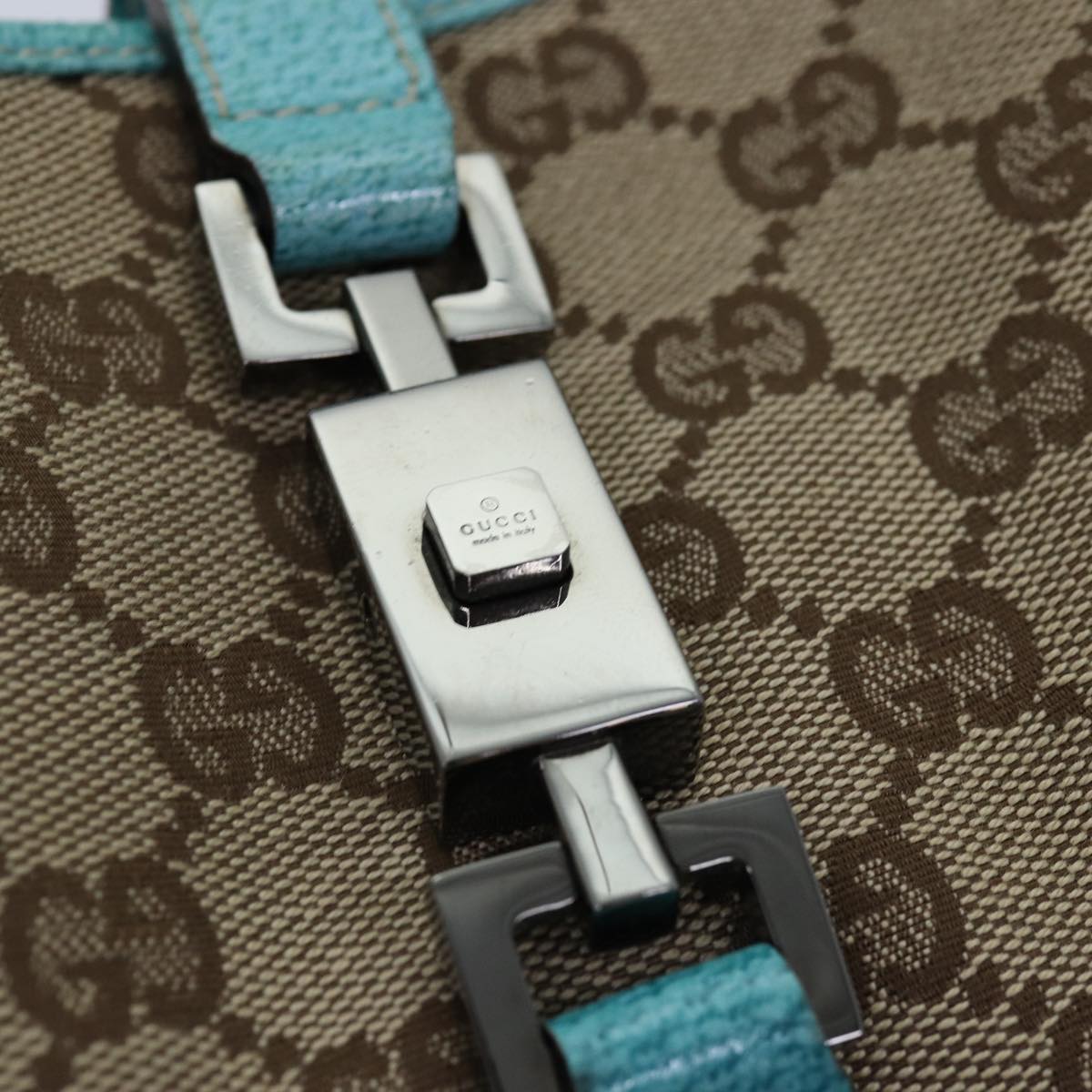 GUCCI Jackie Turquoise GG Monogram Canvas Shoulderbag