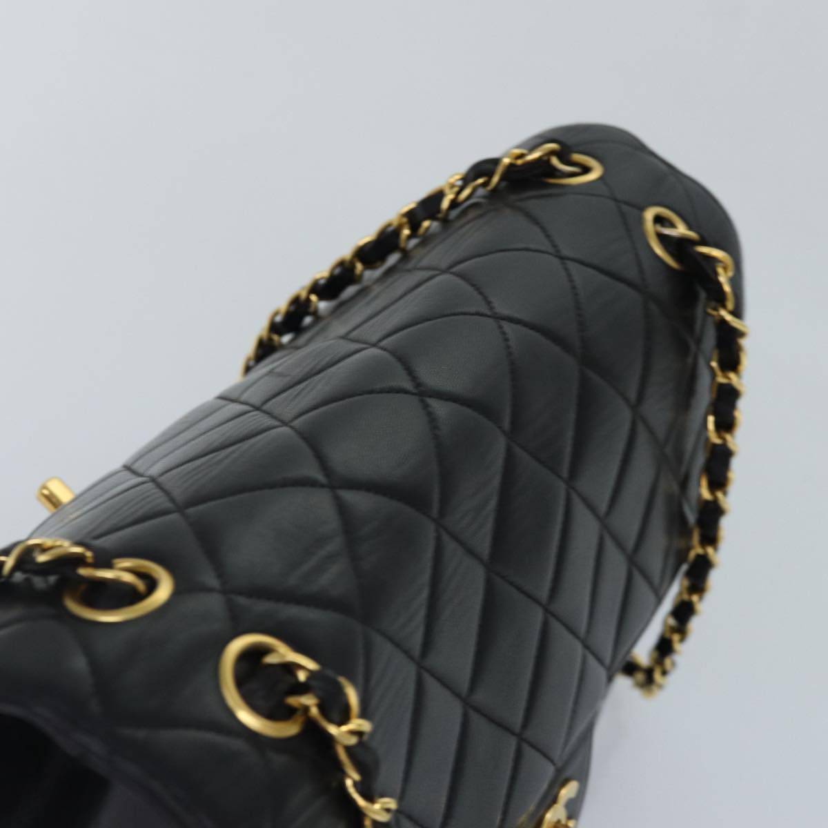 CHANEL Large Black Quilted Double Sided Flap Lambskin Shoulderbag