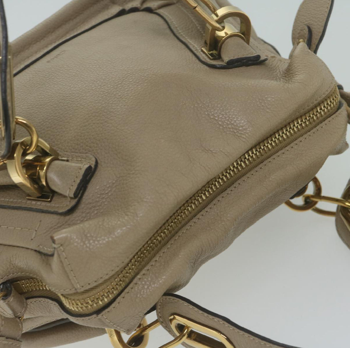 Chloe Leather Beige Handbag