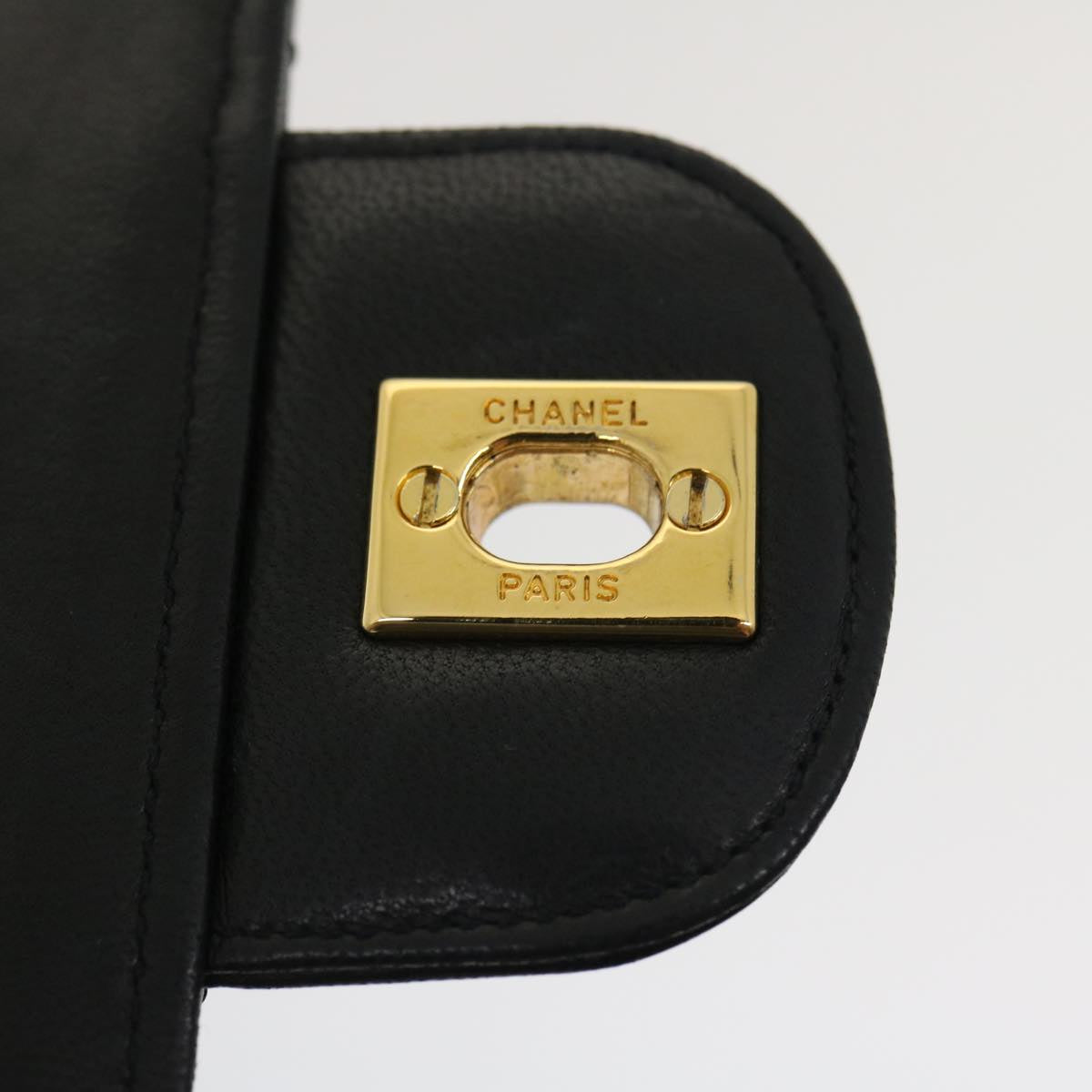 CHANEL Medium Black Quilted Double Flap 25 Lambskin Shoulderbag