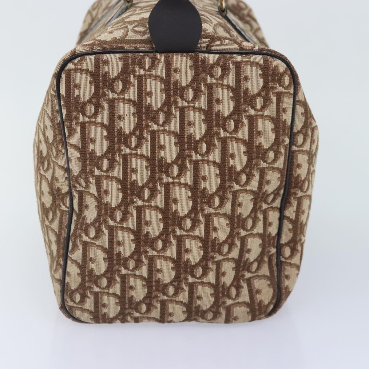 DIOR Trotter Brown Canvas Monogram Bowling Handbag