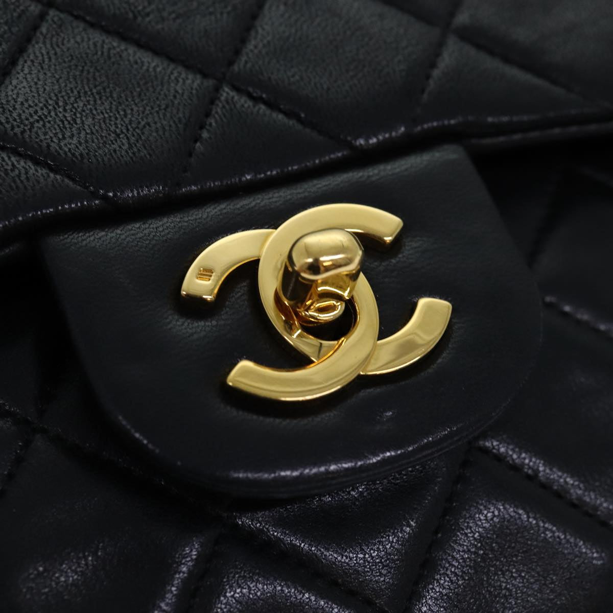 CHANEL Small Black Quilted Double Flap 23 Lambskin Shoulderbag