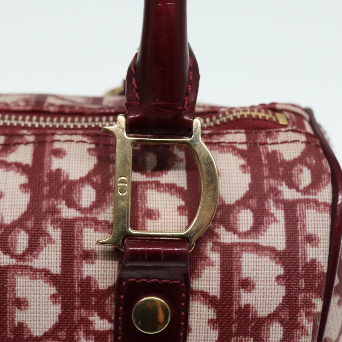 DIOR Trotter Red Canvas Monogram Bowling Handbag