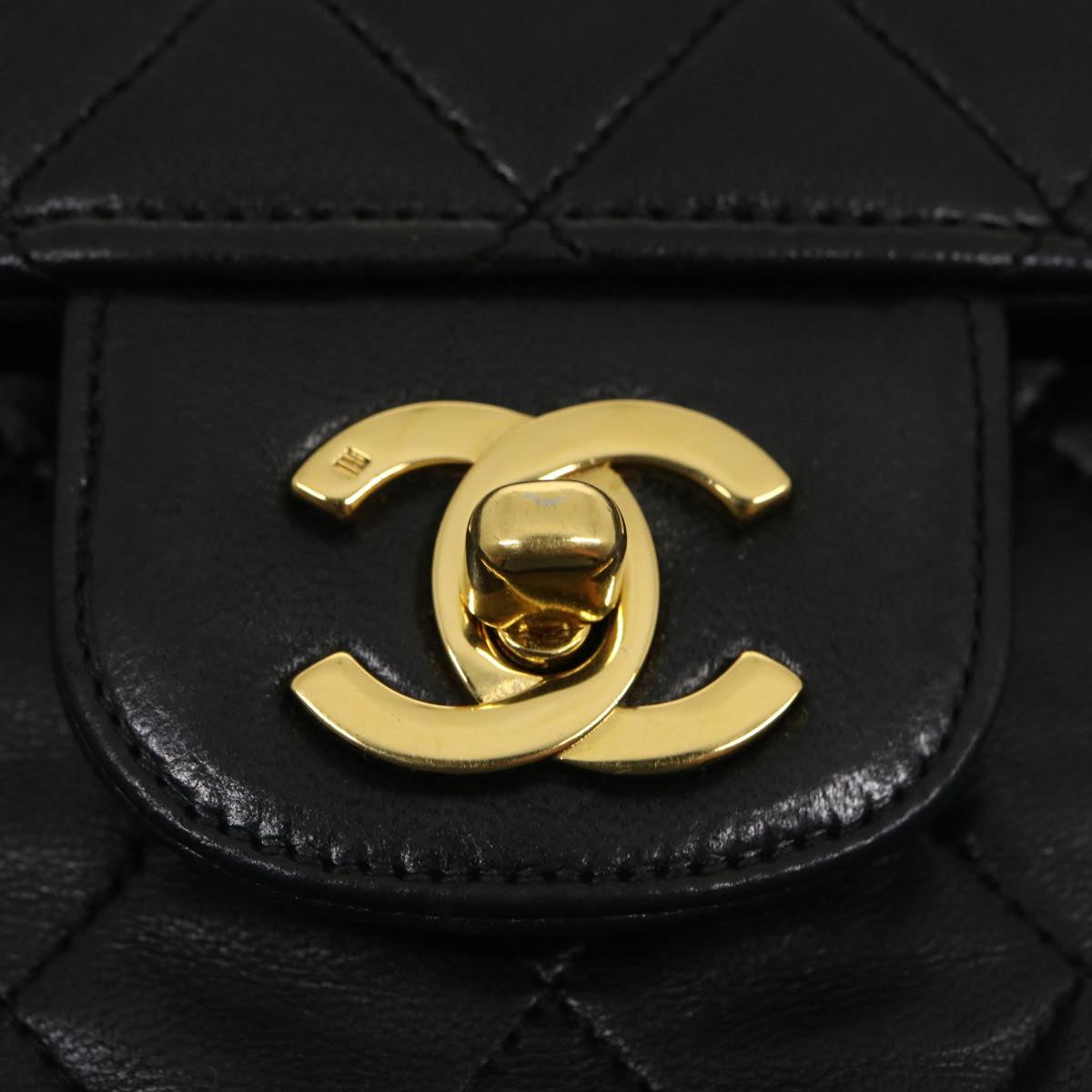 CHANEL Medium Black Quilted Double Flap 25 Lambskin Shoulderbag