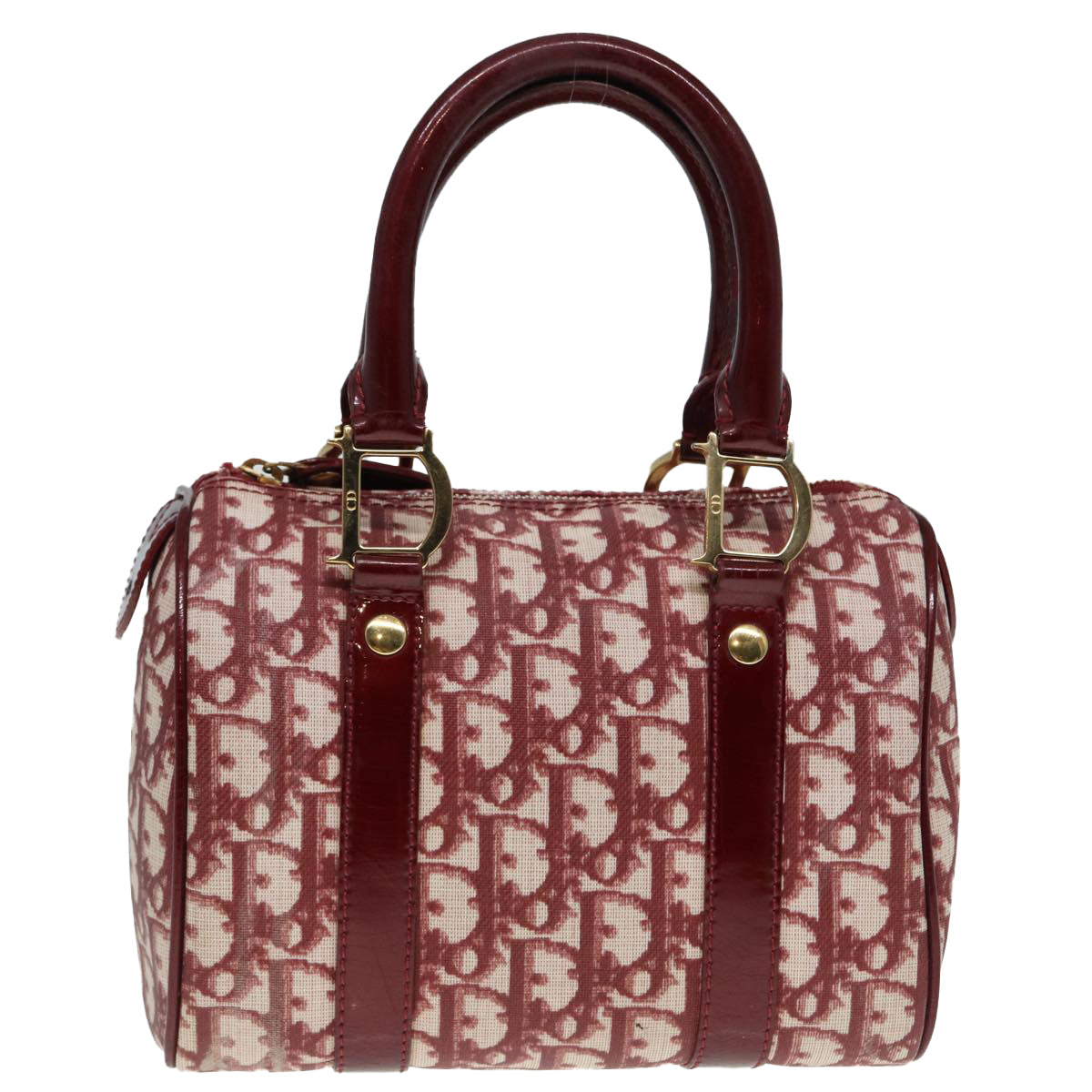 DIOR Trotter Red Canvas Monogram Bowling Handbag