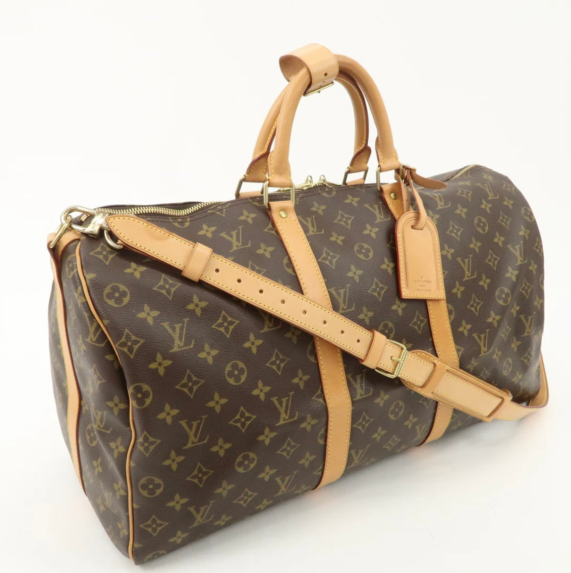 LOUIS VUITTON Keepall 50 Bandouliere Monogram Weekend Boston Travel Bag