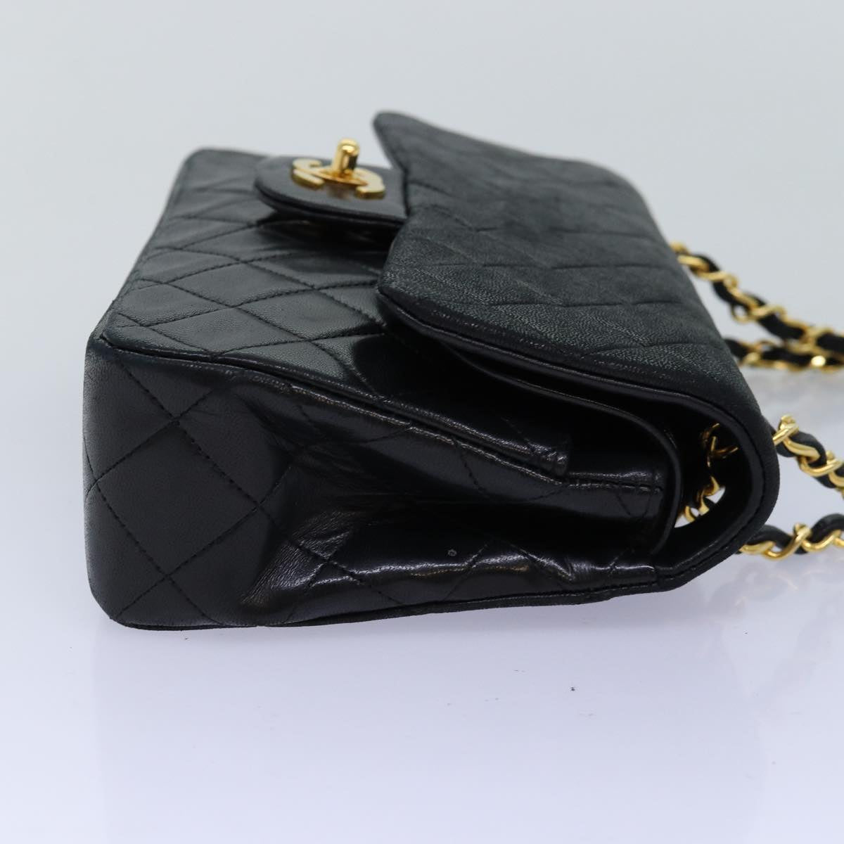 CHANEL Small Black Quilted Double Flap 23 Lambskin Shoulderbag