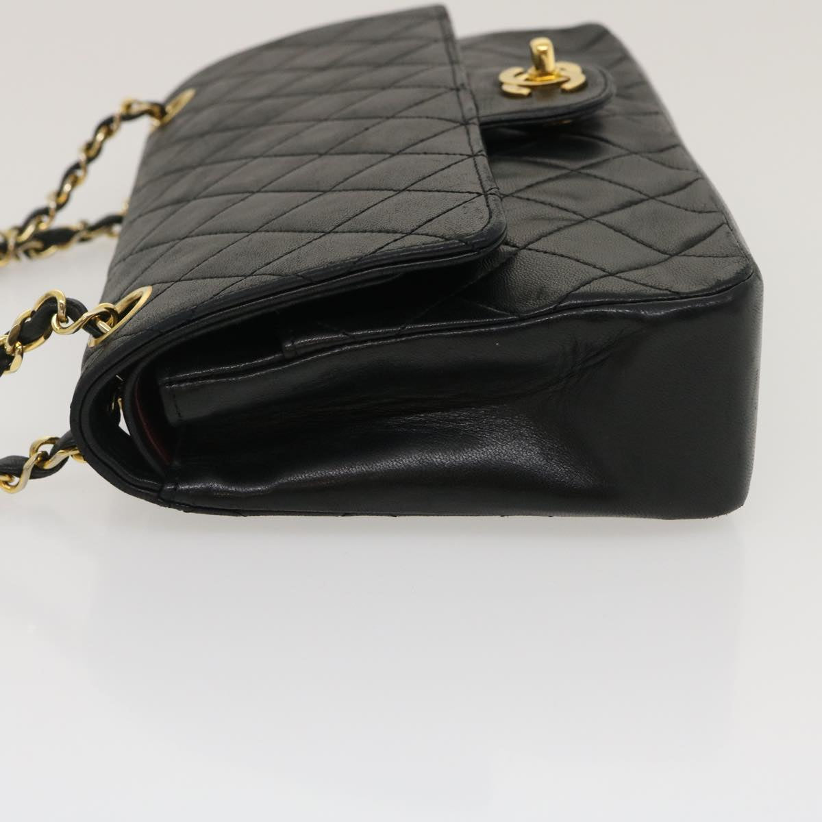 CHANEL Medium Black Quilted Double Flap 25 Lambskin Shoulderbag