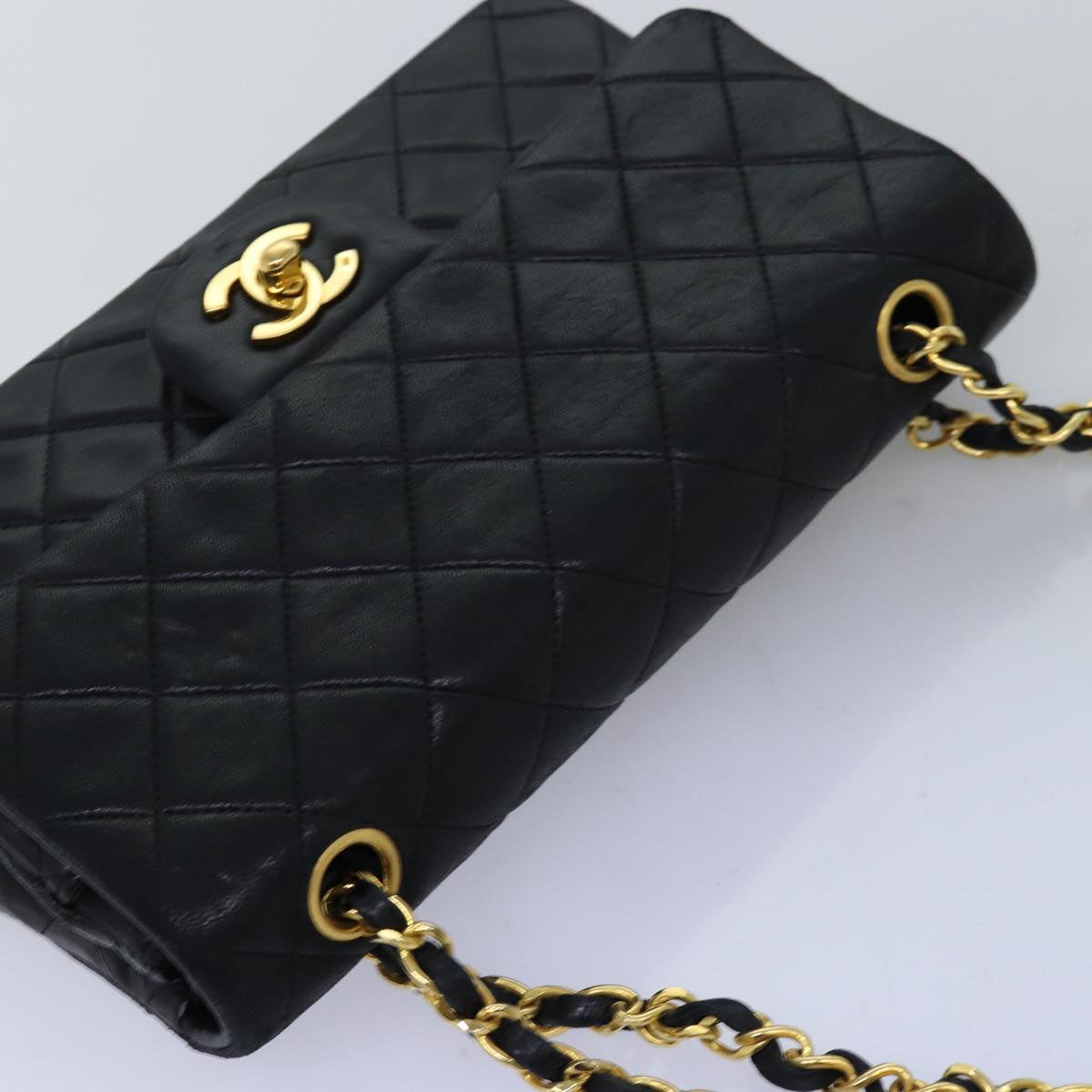 CHANEL Small Black Quilted Double Flap 23 Lambskin Shoulderbag