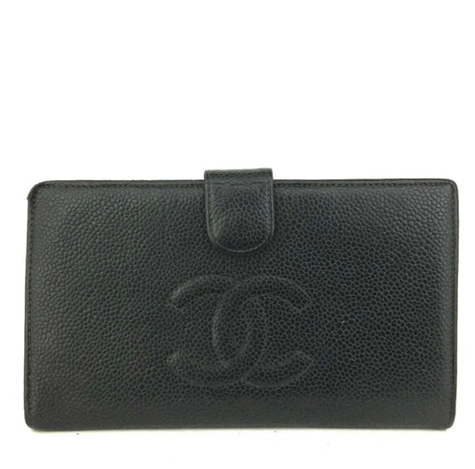 Chanel CC Logo Caviar Skin Long Wallet