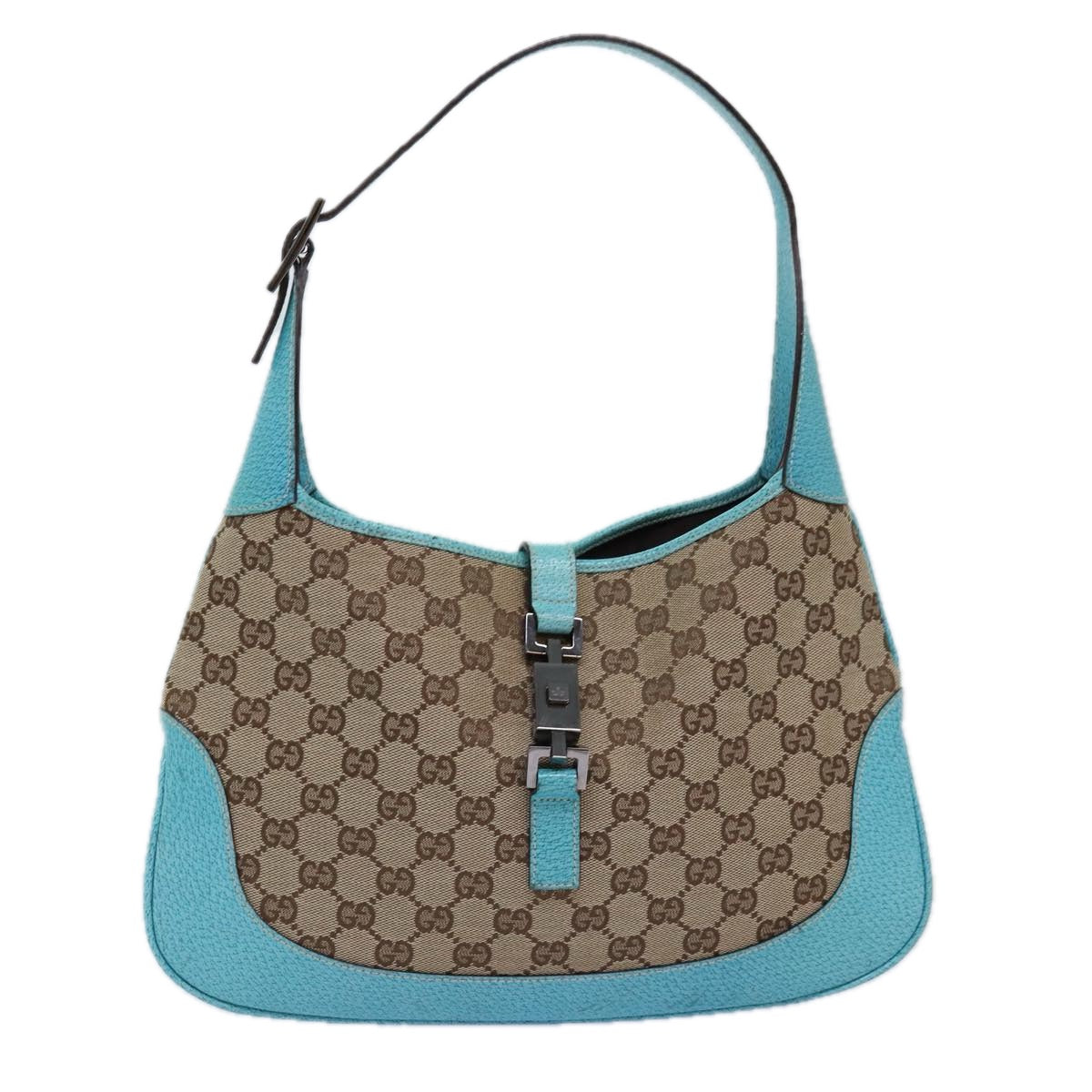 GUCCI Jackie Turquoise GG Monogram Canvas Shoulderbag