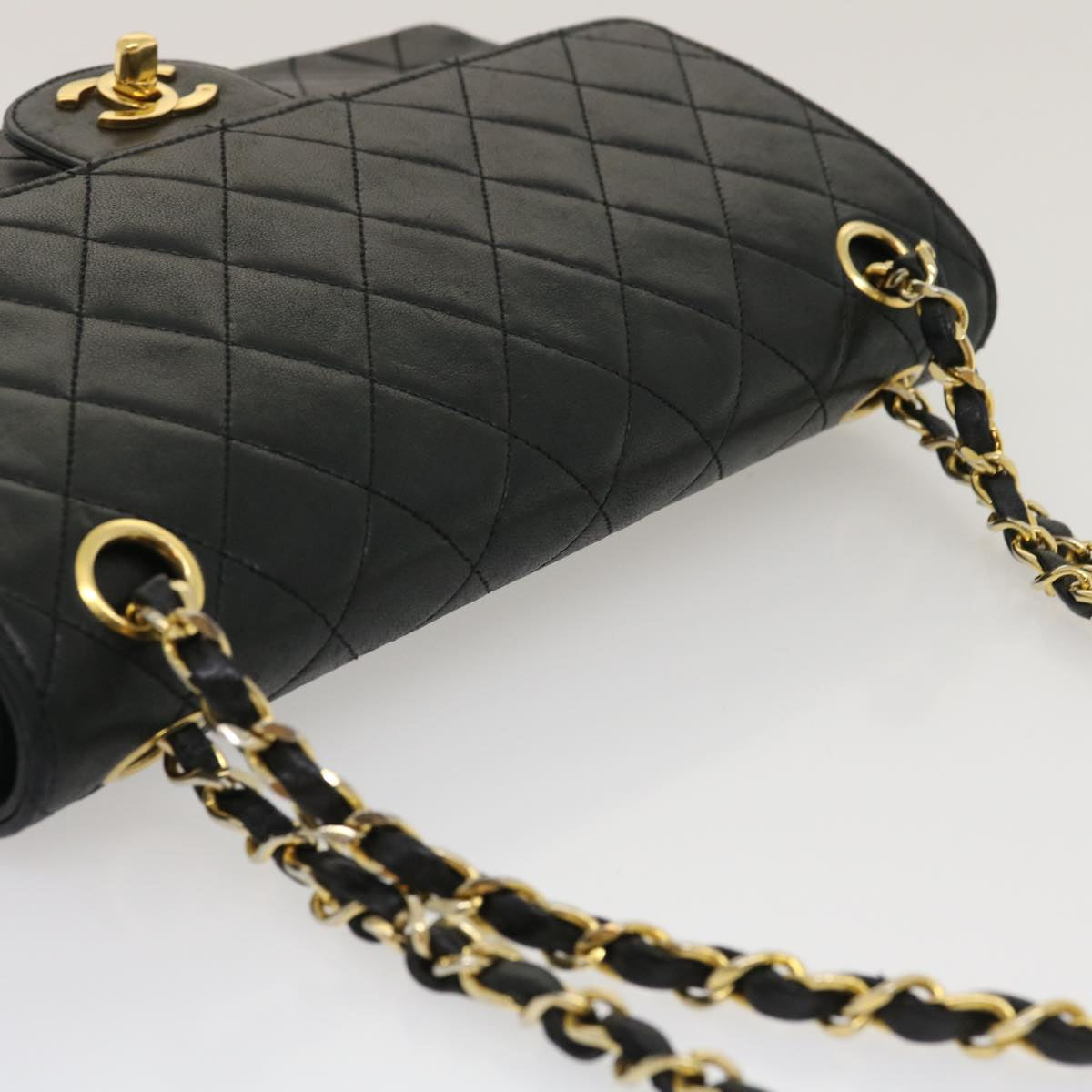 CHANEL Medium Black Quilted Double Flap 25 Lambskin Shoulderbag