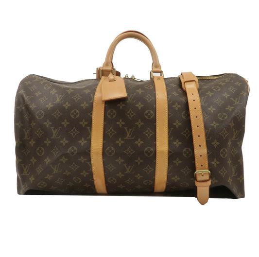 LOUIS VUITTON Keepall 55 Bandouliere Monogram Weekend Boston Travel Bag