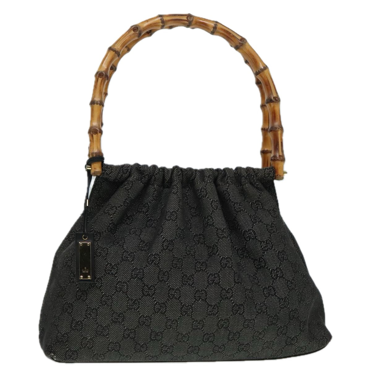 GUCCI Gray Bamboo Monogram Shoulderbag