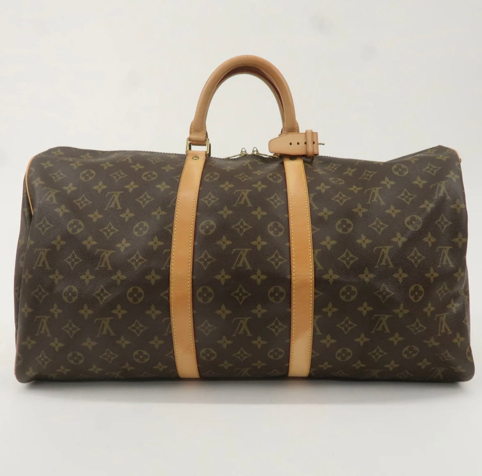 LOUIS VUITTON Keepall 55 Bandouliere Monogram Weekend Boston Travel Bag