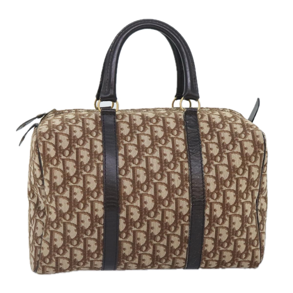 DIOR Trotter Brown Canvas Monogram Bowling Handbag