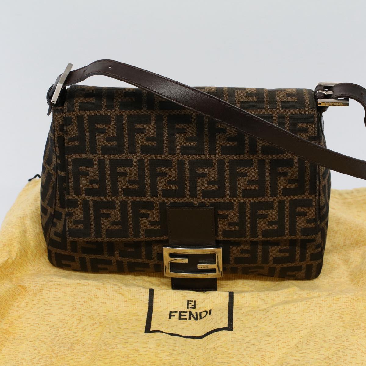 Fendi Zucca Canvas Mamma Baquette Shoulderbag