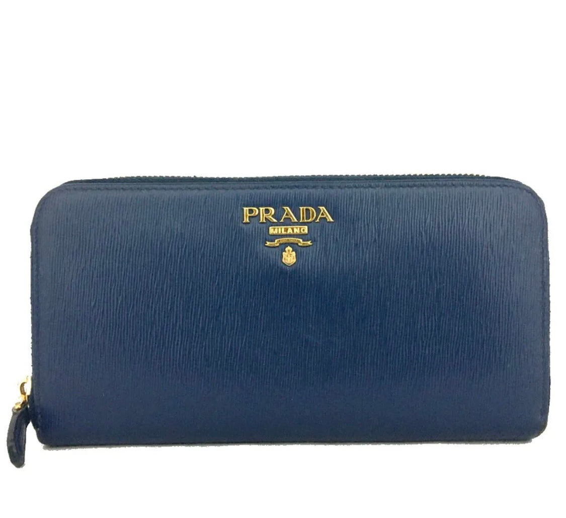 Prada Saffiano Leather Zip Around Long Wallet