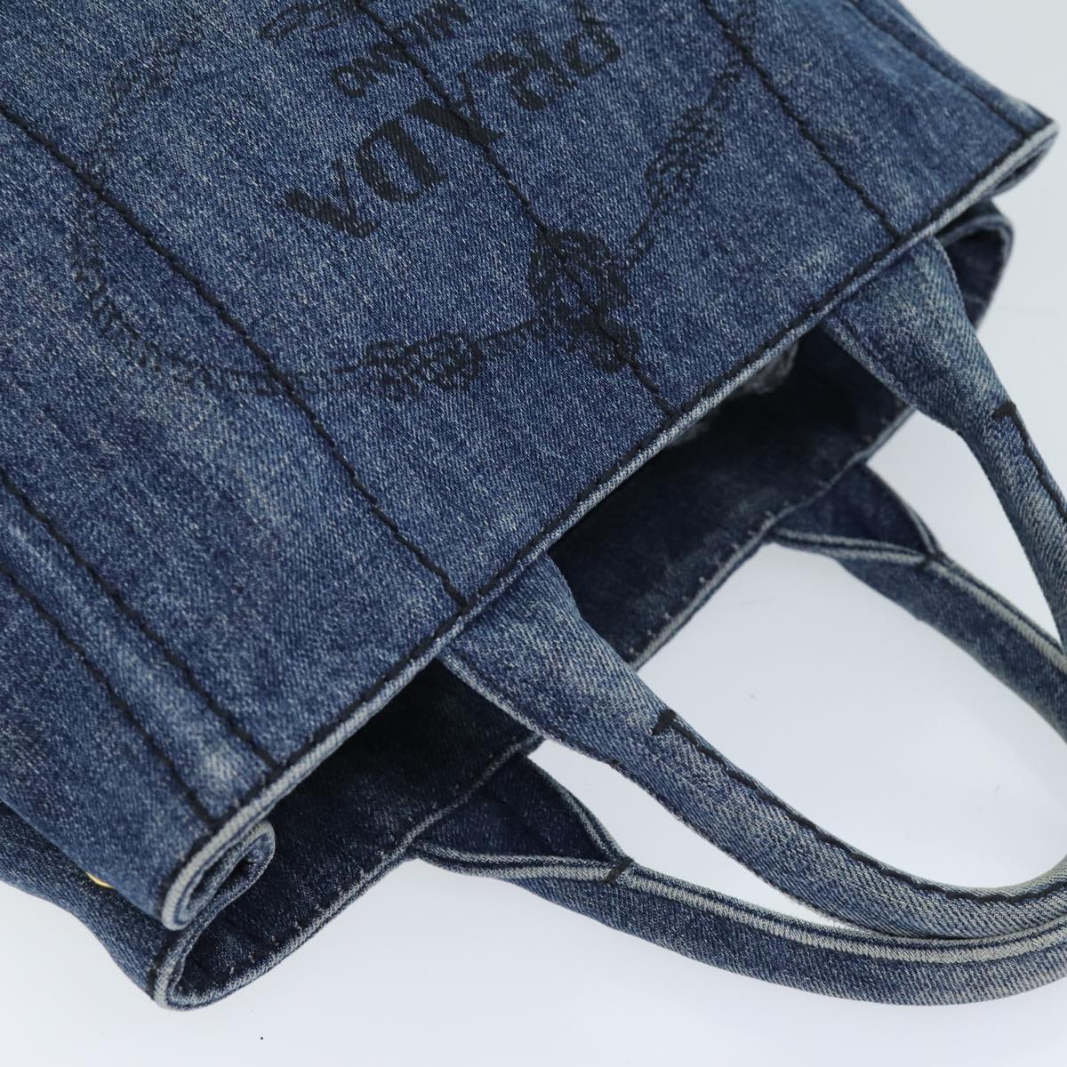 Prada Canapa lille denim håndtaske